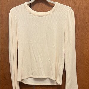 Madewell Cream Ribbed Long Sleeve Blouse